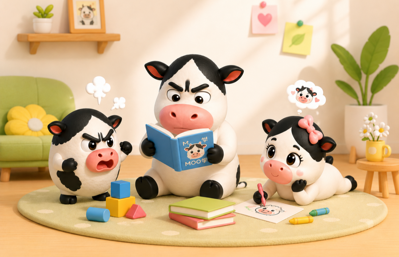 GrassFriends 旗下 GrassMoo Friends 角色系列：GrassMoo、GrassMee、GrassBoo 群像图